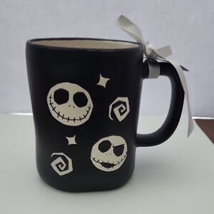 Rae Dunn Disney Nightmare Before Christmas Black and White Mug with Ribbon